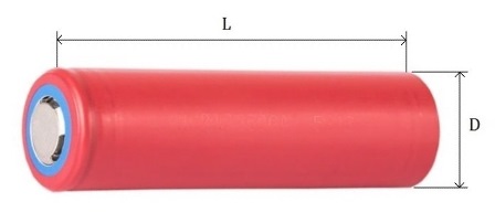 АКБ 18650 размеры: L = 65 мм, D = 18 мм