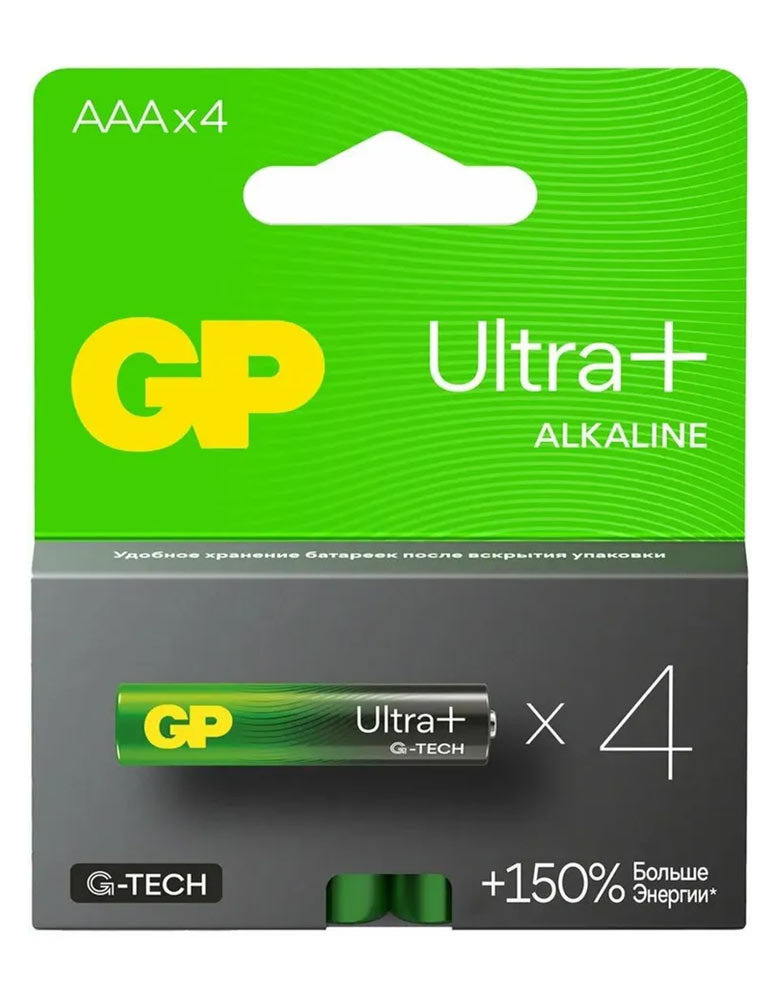 мизинчиковая батарейка GP Ultra Plus G-tech LR03/AAA-4BL 