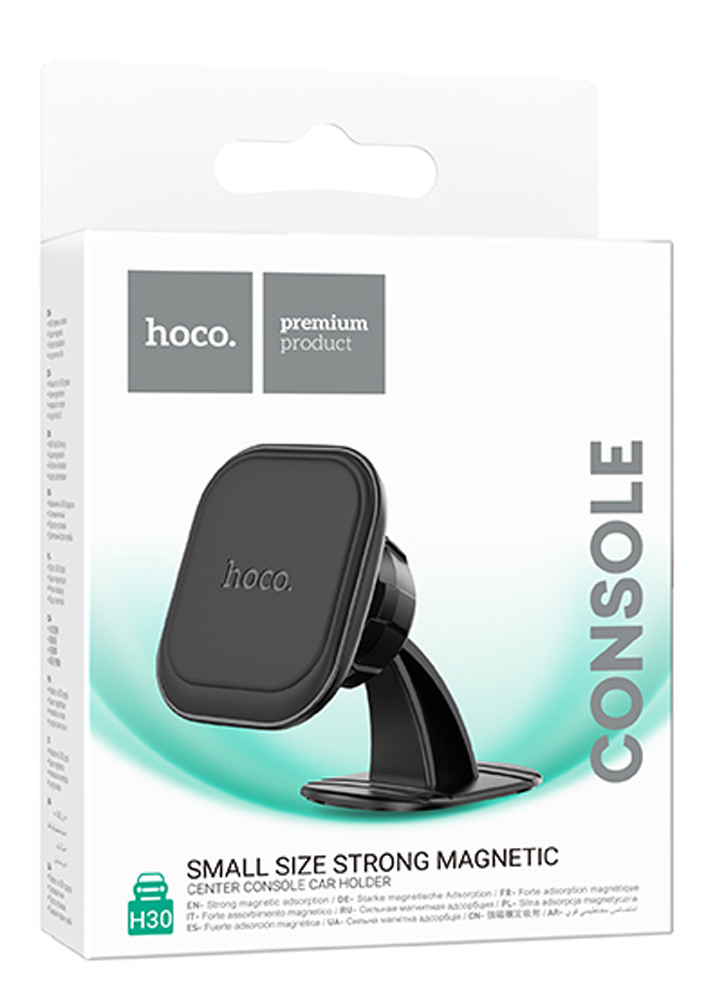 автомобильный магнитный держатель Hoco H30 Brilliant magnetic car holder (center console) black