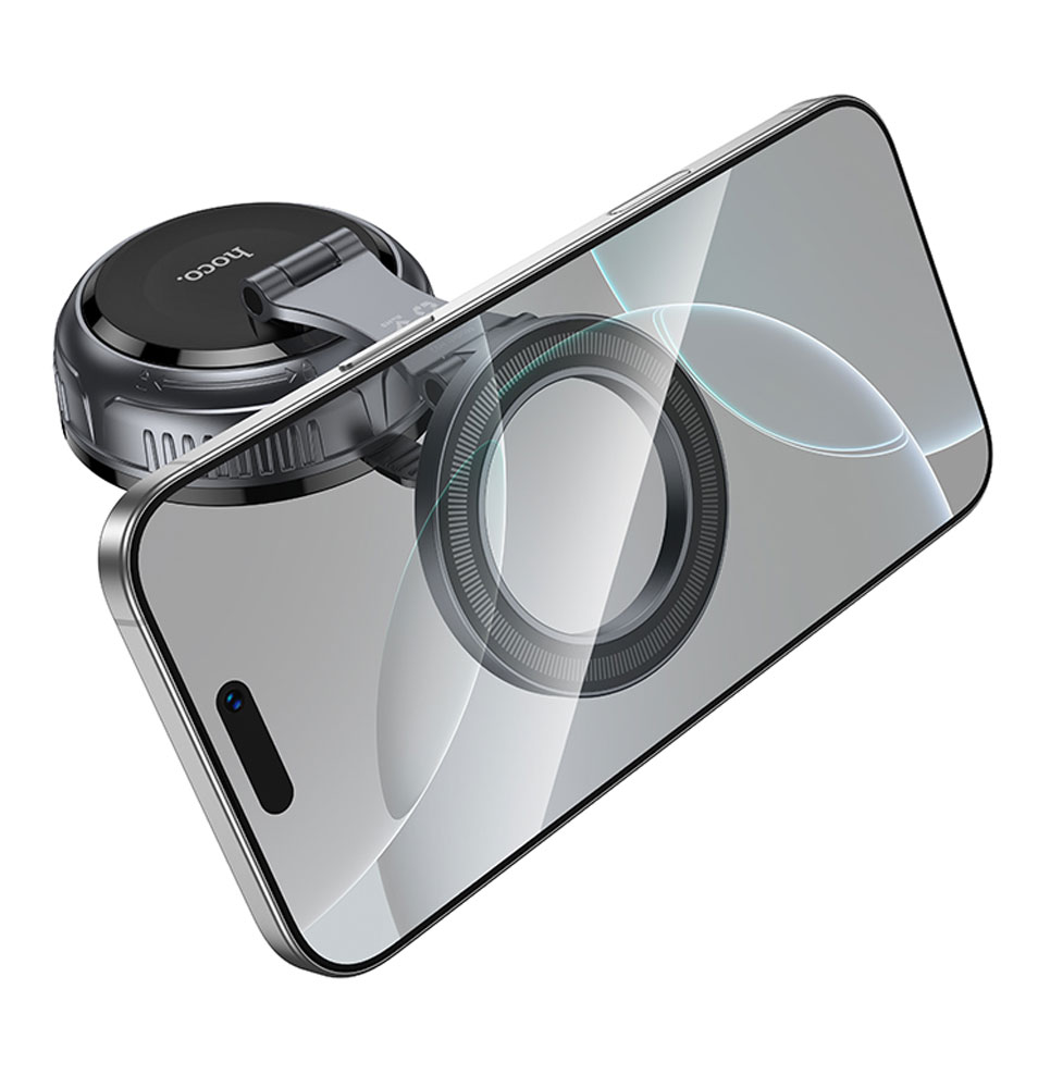 магнитный держатель MagSafe Hoco H92 High vacuum suction cup magnetic holder(universal) black/metal gray