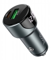 автомобильная зарядка c дисплеем Hoco Z42 Light road dual port digital display PD20W+QC3.0 car charger black