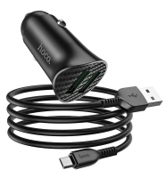 автомобильное зарядное устройство Hoco Z39 Farsighted dual port QC3.0 Car charger + micro cable