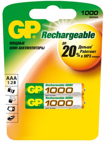 аккумулятор GP 1000 mAh R03/AAA-2BL
