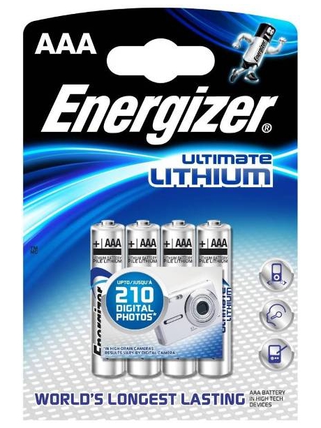 батарейки Energizer LR03/L92/AAA Lithium-4BL 