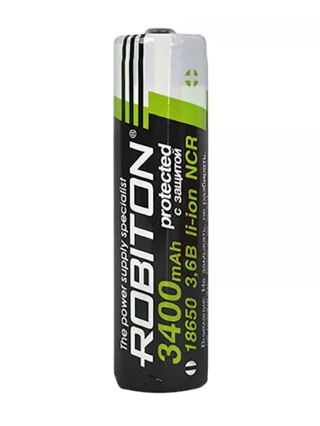 аккумулятор Robiton 18650 Li-Ion 3400 mAh, защищенный 
