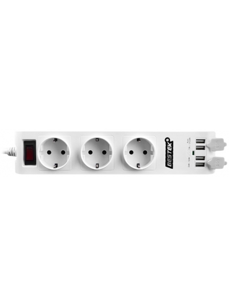 сетевой фильтр с USB портами Bestek EU power strip MRJ3600HU white