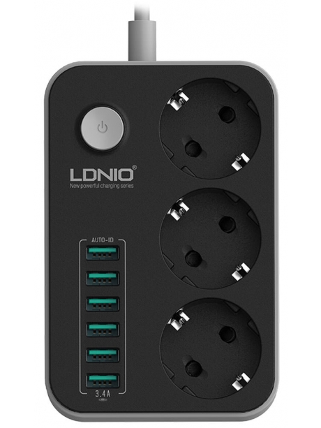 сетевой фильтр с USB LDNIO SE3631 6USB*3 розетки 1,6м grey