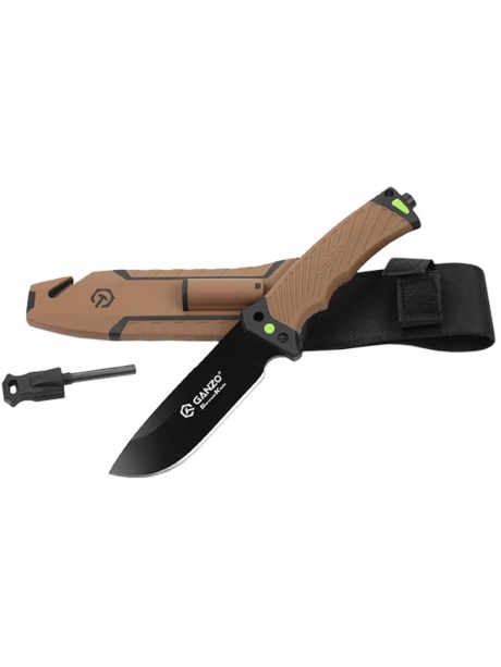 туристический нож с огнивом и точилкой Ganzo G803 desert yellow