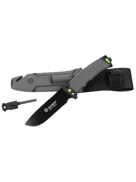 туристический нож с огнивом и точилкой Ganzo G803 grey