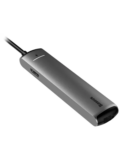 многопортовый адаптер для ноутбука Baseus Six-in-one smart HUB docstation grey