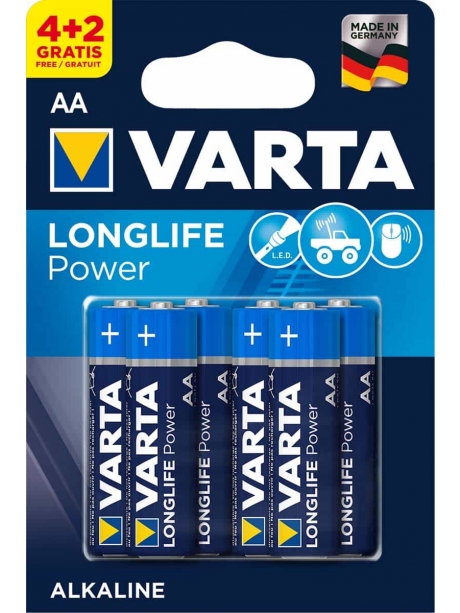 батарейки (6 шт.) Varta LR6/AA LONGLIFE Power-4+2BL 