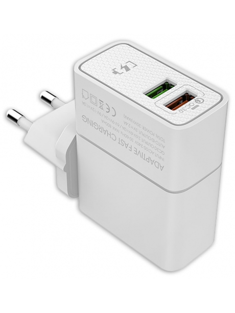 зарядное устройство для путешествий EMY MY-A501Q QC3.0 + кабель USB - micro USB white