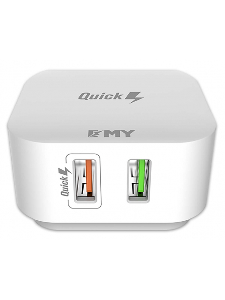 зарядное устройство для путешествий EMY MY-A502Q QC3.0 + кабель USB - micro USB white
