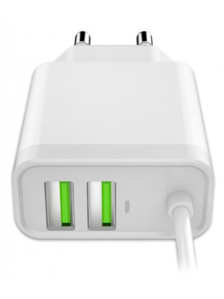 зарядное устройство LDNIO A321 2USB*3,1A + кабель micro USB white
