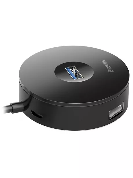 USB хаб с дополнительным питанием Baseus round box HUB adapter 1m black