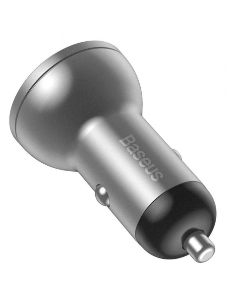 автомобильная зарядка в прикуриватель с дисплеем Baseus Digital Display Dual USB 4.8A Car Charger 24W silver