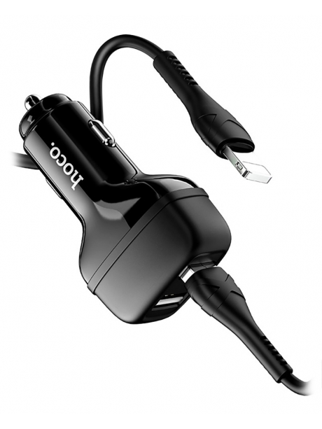автомобильное зарядное устройство Hoco Z36 Leader 2USB 2.4A + lightning cable black