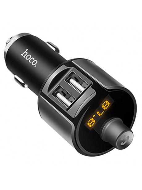 автомобильная зарядка с bluetooth FM трансмиттером Hoco E19 Smart vehicle mounted bluetooth FM launcher metal grey
