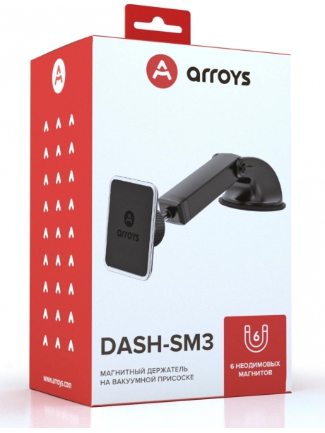 автомобильный магнитный держатель для смартфона  Arroys Dash-SM3 black