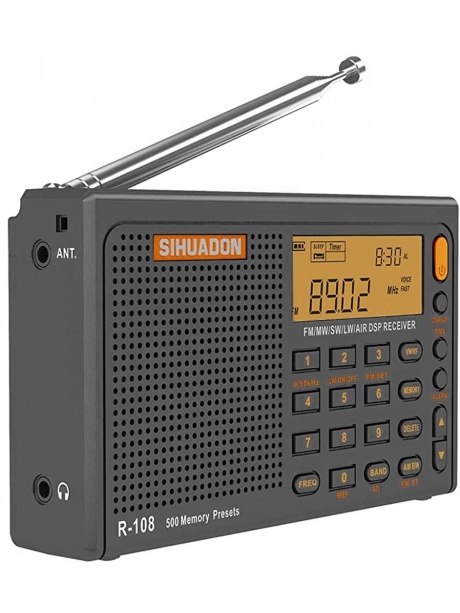 всеволновый цифровой радиоприемник SIHUADON R-108 grey