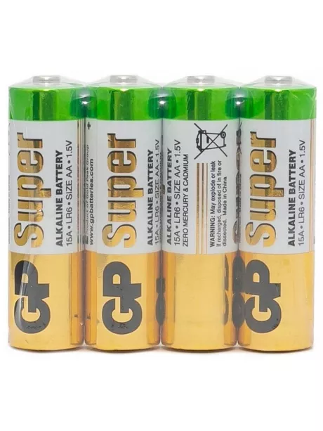 батарейки (4 шт.) GP LR6/AA Super Alkaline 15ARS-2SB4 