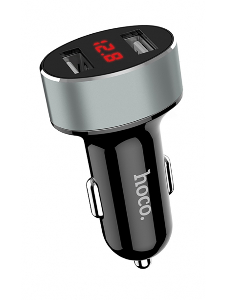 автомобильное зарядное устройство с дисплеем Hoco Z26 high praise dual port car charger with digital display black