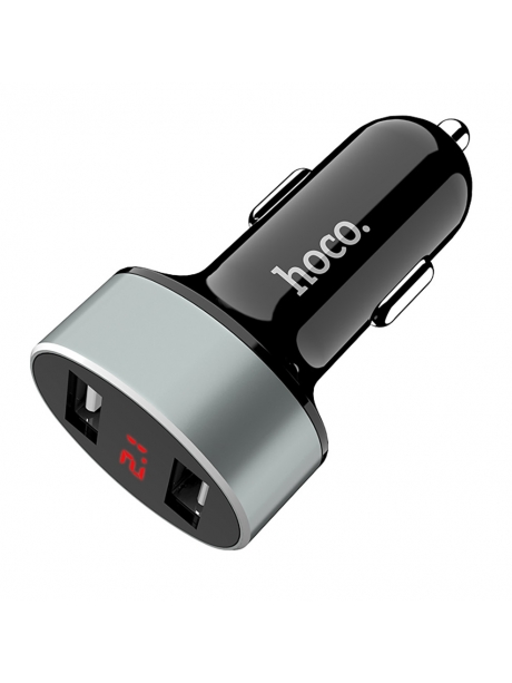 автомобильное зарядное устройство с дисплеем Hoco Z26 high praise dual port car charger with digital display black
