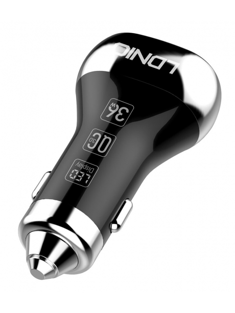 автомобильное зарядное устройство LDNIO АЗУ C2 2USB QC3.0  Fast Charger LED Display + micro cable black