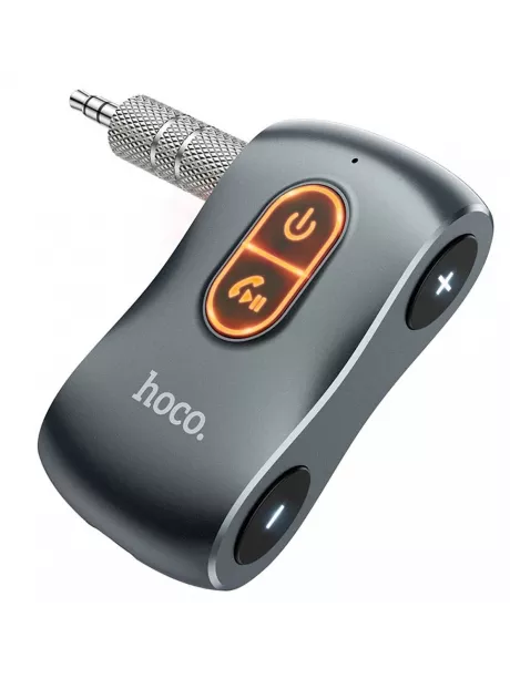 bluetooth AUX аудиоадаптер Hoco E73 Tour Car AUX BT Receiver metal grey