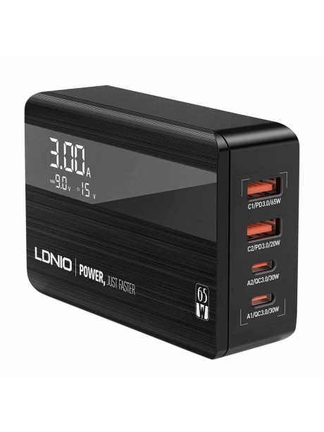 настольное зарядное устройство LDNIO A4808Q LED Display 65W Desktop Charger black