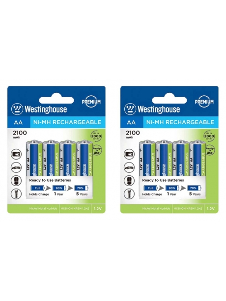 аккумуляторы Westinghouse 2100 mAh  R6/AA 8шт. 