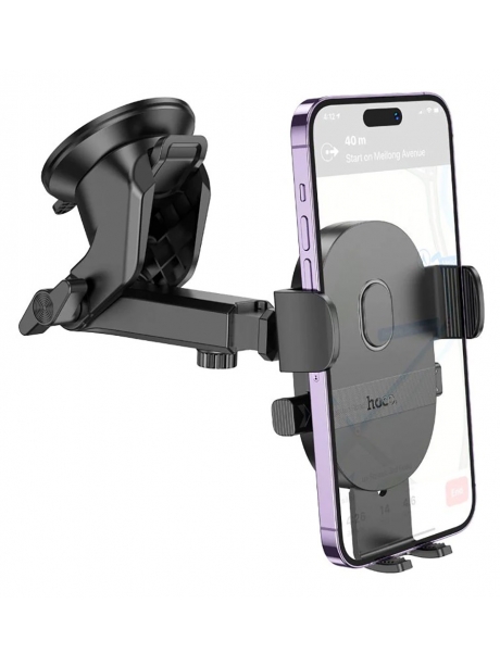 держатель для телефона на торпеду со штангой Hoco H19 Mighty one-button car holder (center console) black