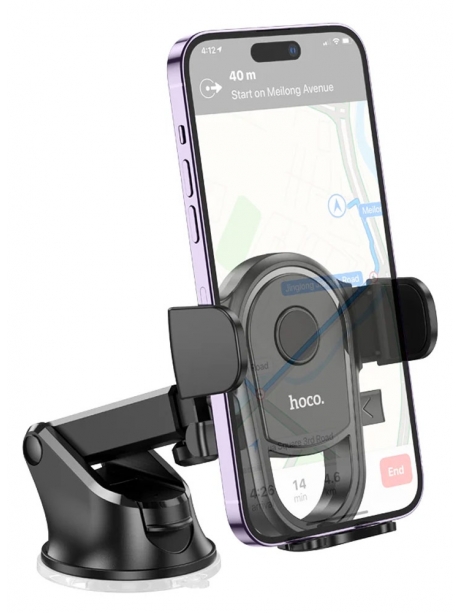 держатель на присоске в машину Hoco H5 Integrity one-key car holder (center console) black