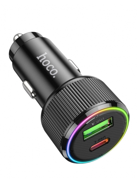 зарядка для телефона в машину с Power Delivery Hoco NZ14A Guerrero PD20W+QC3.0 car charger black