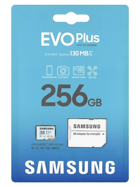 карта памяти Samsung 256Gb microSDXC Class 10 Evo PLUS U3 (R/W 130 MB/s) white