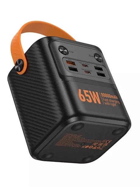 портативный внешний аккумулятор для ноутбука Hoco J152 Pro Tough PD65W+light power bank(80000mAh) black