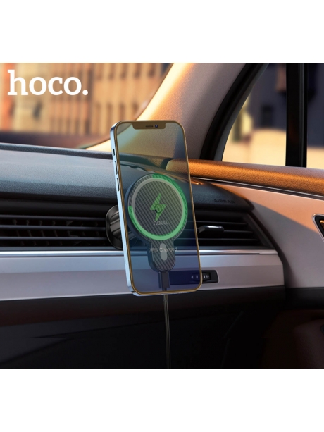 держатель с беспроводной зарядкой MagSafe Hoco CA85 Ultra-fast magnetic wireless charging car holder black