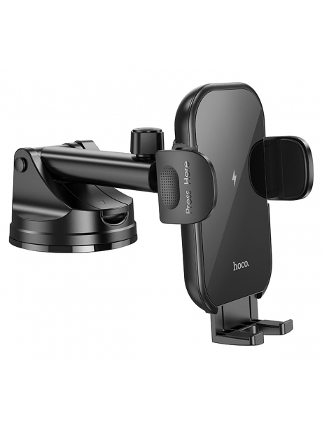 держатель на присоске с беспроводной зарядкой Qi Hoco HW5 Journey wireless fast charging car holder(center console) black