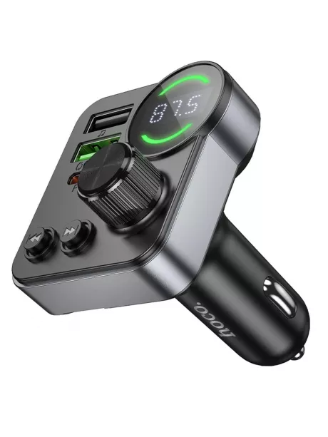 зарядка для телефона в машину с FM трансмиттером Hoco E86 Alegria 48W dual port PD30W+QC3.0 car BT FM transmitter black
