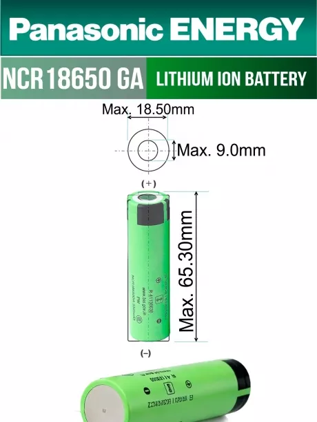 высокотоковый литиевый аккумулятор Panasonic NCR18650GA PW Li-Ion 3450mAh (min 3300mAh) 10шт. 