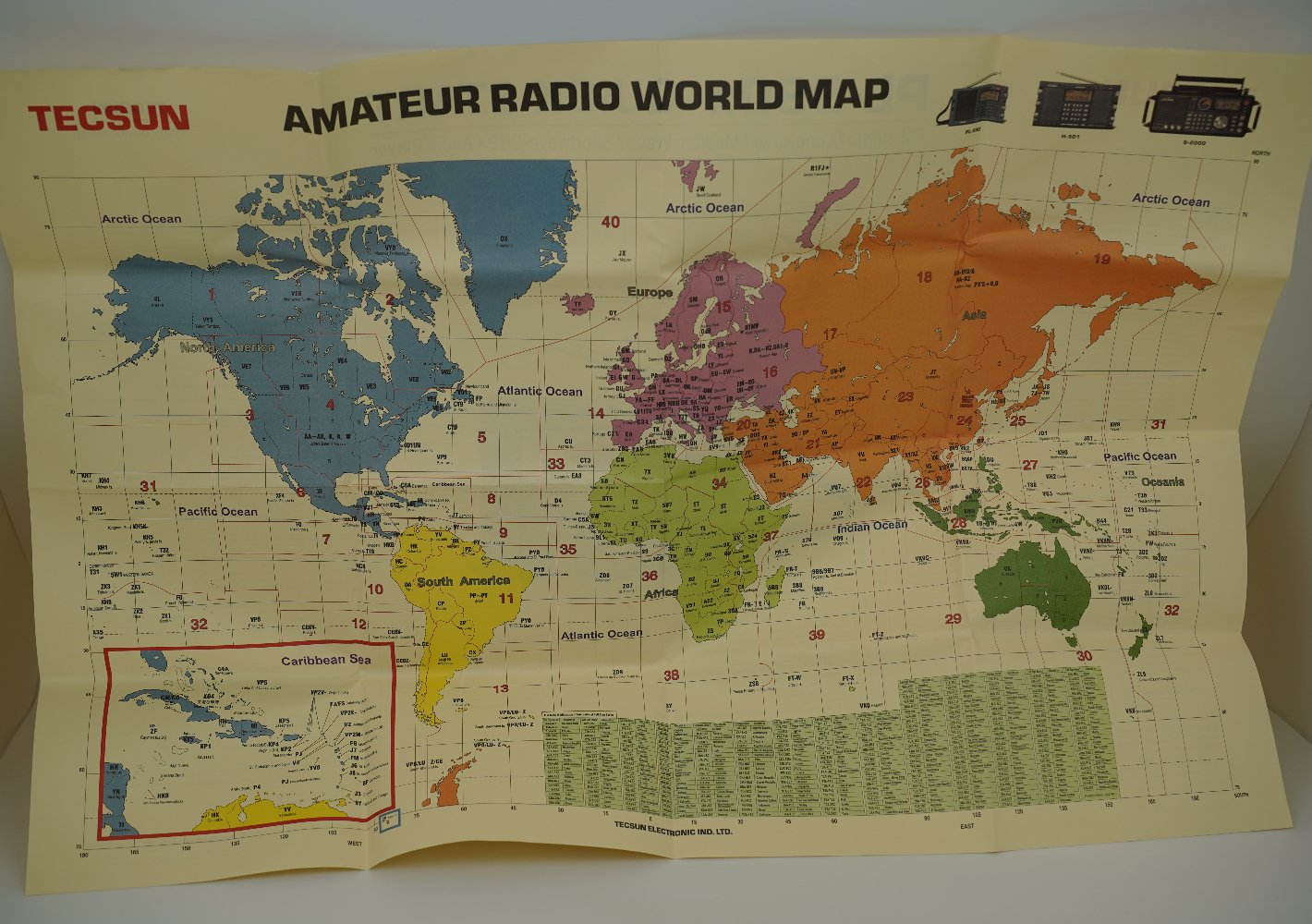 Карта мира которая идет с Радиоприемником Tecsun PL-990X